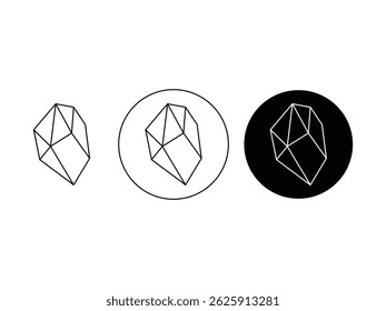 set of rock simple outline symbol icon design vector isolated transparent background