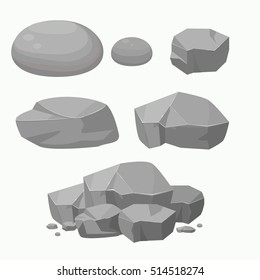 Conjunto de Piedra de Roca con diferentes formas.Ilustración vectorial plana.