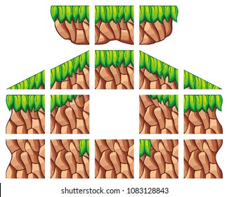 set of rock stone tile set for creating game background