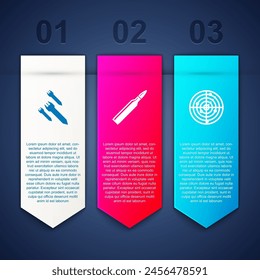 Coloca el cohete, la bala y el radar con los objetivos. Plantilla de infografía de negocios. Vector