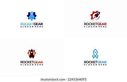 Conjunto de diseños de los logotipos de los artes de rodadura vector de concepto, plantilla de logotipo de nave espacial