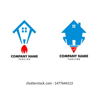 Set of Rocket House Logo Design Template