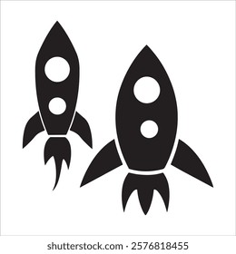 set of rocket icon silhouette vector clipart