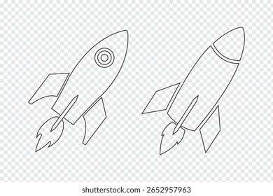 Set of a Rocket icon. White and Black  Rocket icon, Rocketship launch concept. Vector illustration. Variety Design. 