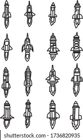 A Set of rocket icons suitable for any space ship contents with doodle cartoon style