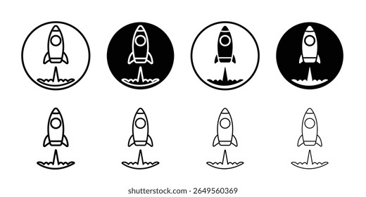 Set of Rocket icons thin flat simple illustration symbol