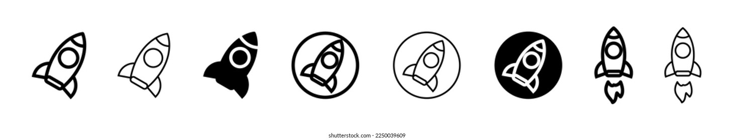 Set of Rocket line shapes, thin line design vector illustration