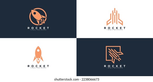 set of rocket logo design with abstract concept