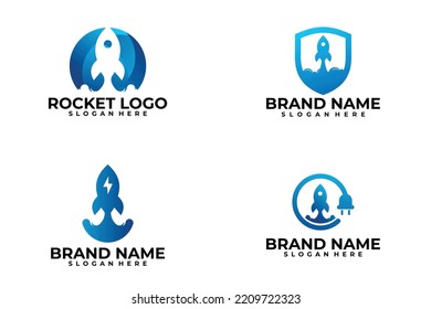 set of rocket logo vector design template