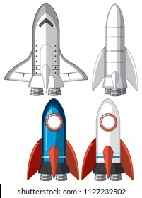 Set of rocket ships illustration