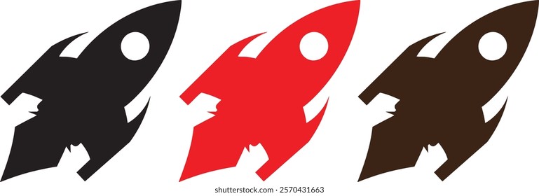 set of rocket silhouette. Space ship launch icon collection. Rocketship launch concept. Rocket simple icon flat style
