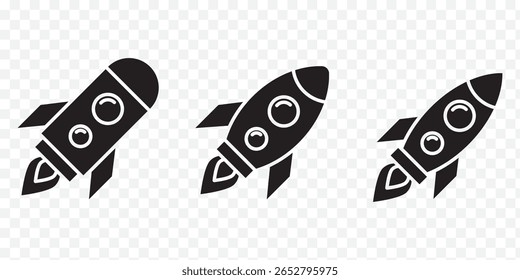 Set of rocket vector icons. Launch spaceship or spacecraft. Space Rocket Icons . eps 10