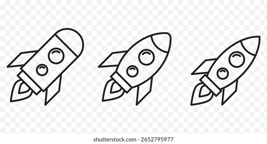 Set of rocket vector icons. Launch spaceship or spacecraft. Space Rocket Icons . eps 10