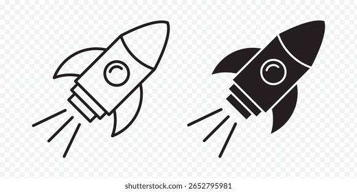 Set of rocket vector icons. Launch spaceship or spacecraft. Space Rocket Icons . eps 10