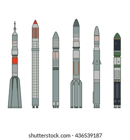 Set of rocket weapons. Isolated on white background.