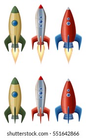 Set of rockets, collection of icons, EPS 10 contains transparency.