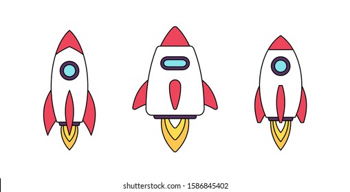 Set of Rockets. isolated on white background