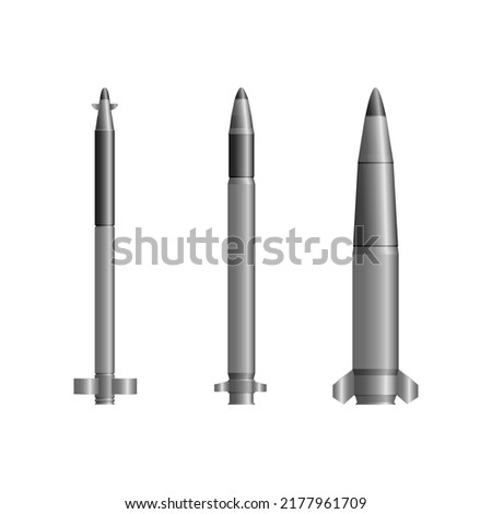 Set of rockets for MLRS. Missiles. Vector illustration military weapons.