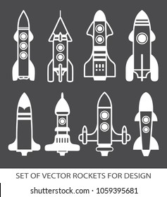 Set of rockets. Space ship start-up. Graphic elements for design. Vector icon set. flat illustration.
