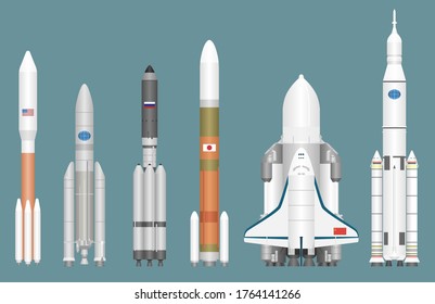 A set of rockets. Vector illustration. Isolated.