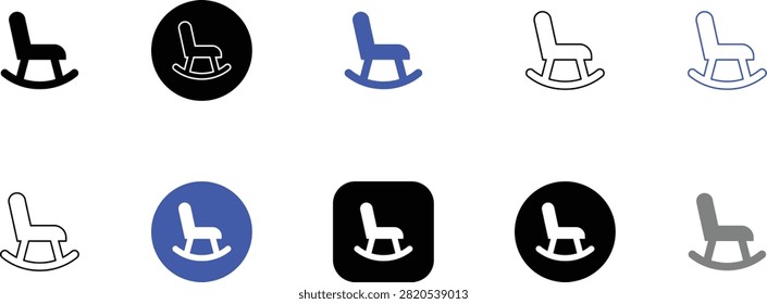 Set of rocking chair illustrations for interior furniture design home comfort decoration relaxation and living room style.