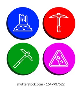 Set of rocks icons. Such as Valley rocks, Pickaxe, Falling rocks , icons