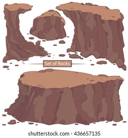 Set of Rocks and small stones brown color. Can be used  for game design and other creative projects