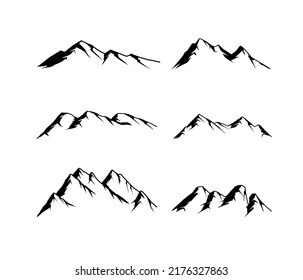 set of rocky mountain silhouette illustration