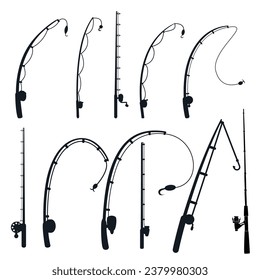 Set of rods silhouettes flat vector