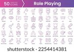 Set of role playing icons. Gradient style icon bundle. Vector Illustration