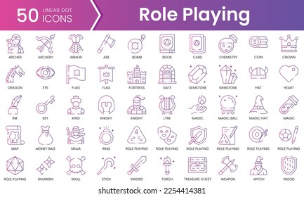 Set of role playing icons. Gradient style icon bundle. Vector Illustration