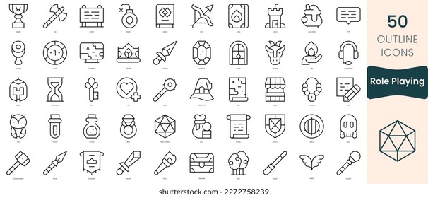 Set of role playing icons. Thin linear style icons Pack. Vector Illustration