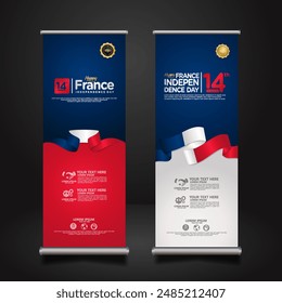 Set roll up banner for France Independence day celebration. vector illustrations.