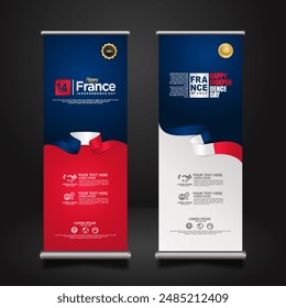 Set roll up banner for France Independence day celebration. vector illustrations.