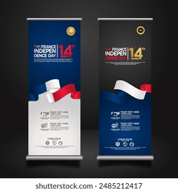 Set roll up banner for France Independence day celebration. vector illustrations.