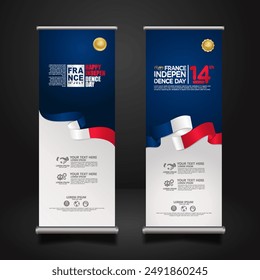 Set roll up banner for France Independence day celebration. vector illustrations.