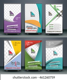 Set of Roll Up Banner Stand Design, Vector illustration.