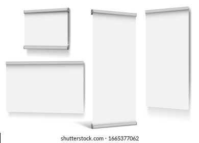 Set of roll up banners on white background