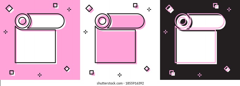 Set Roll of paper icon isolated on pink and white, black background. Vector.