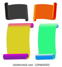 set of roll paper letter , many  color parchment scroll  vector image - Illustration