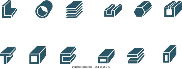 set of rolled metal icon vector design 