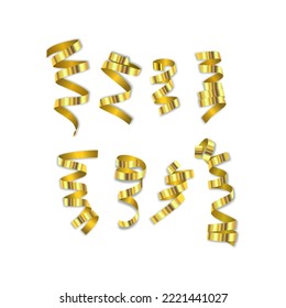 Set of rolled ribbons isolated on white background, vector illustration