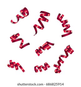 Set of rolled ribbons isolated on white background, vector illustration