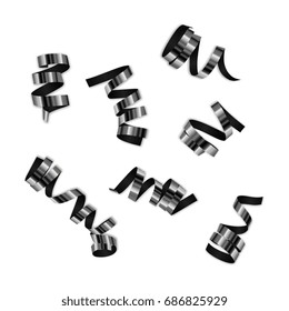 Set of rolled ribbons isolated on white background, vector illustration