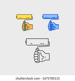 Set of roller brush icon illustration. concept logo