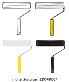 Set of Roller brush on an isolated white background. Vector illustration.