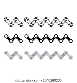 Set Of Roller Chain Links Icon Vector Design.