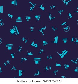 Set Roller coaster, Circus tent, Festive mask and Bumper car on seamless pattern. Vector