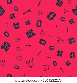Set Roller coaster, Magic wand, Circus ticket and  on seamless pattern. Vector