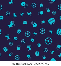 Ponga patinaje sobre patines, casco de bicicleta, peso y fútbol en un patrón ininterrumpido. Vector